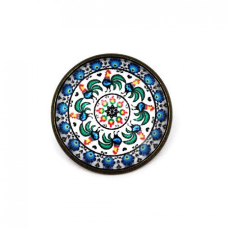 Brosa personalizata cu mandala albastra