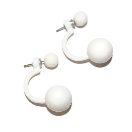 Cercei "Double pearl" albi M1
