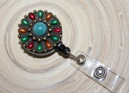 Accesoriu ecuson cu mandala rosu&verde