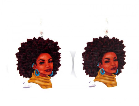 Cercei lemn - "Afro girl 4"