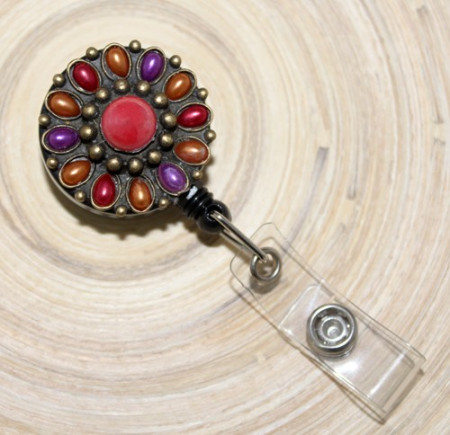 Accesoriu ecuson cu mandala rosu&orange