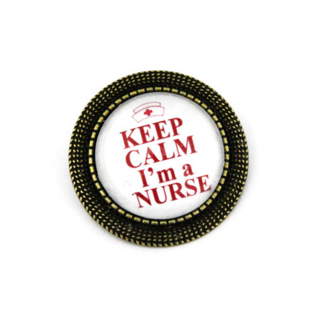 Brosa personalizata bronz - "Keep calm, I'm a nurse"