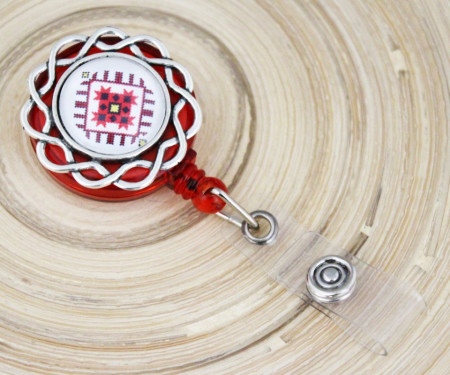 Accesoriu ecuson, motiv traditional - M3- floare argintie