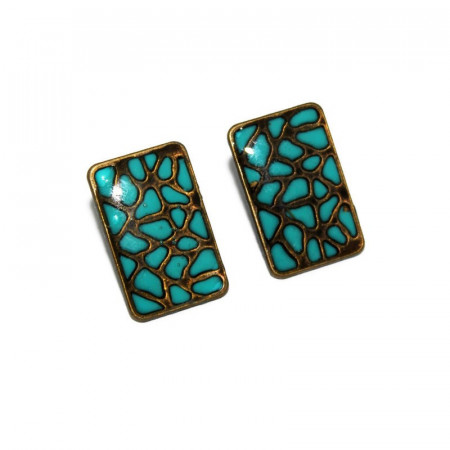 Cercei bronz "Animal print" - turcoaz