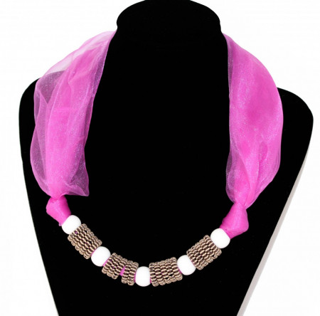 Colier esarfa fuchsia intens