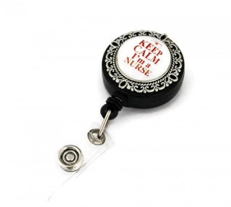 Accesoriu ecuson cu mesajul "Keep calm, I'm a nurse"