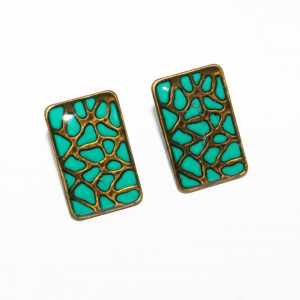 Cercei bronz "Animal print" - verde
