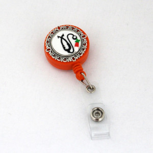 Accesoriu ecuson orange, retractabil, personalizat cu pastiluta, fimo