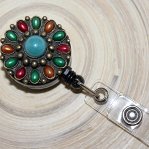Accesoriu ecuson cu mandala rosu&verde
