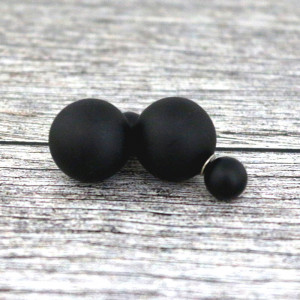 Cercei perle duble negru sidefat