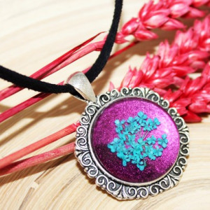 Colier Katy - fuchsia&turcoaz