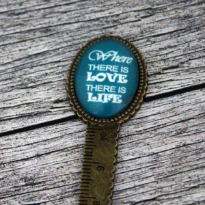 Semn de carte, cheie gradata, bronz, cu mesaj personalizat - "Where there is love"