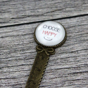 Semn de carte rigra bronz, cu mesaj personalizat - "Choose happy"