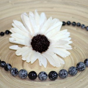 Colier obsidian 'fulg de nea"