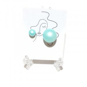 Cercei "Double pearl" bleu sidefat