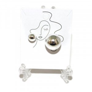 Cercei "Double pearl" gri argintiu