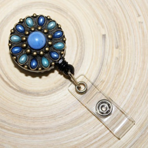 Accesoriu ecuson cu mandala bleu&bleumarin