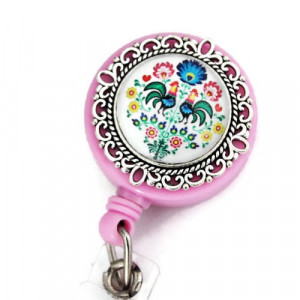Accesoriu ecuson albastru, stea argintie, cu model traditional