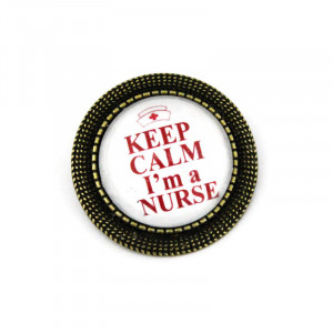 Brosa personalizata bronz - "Keep calm, I'm a nurse"