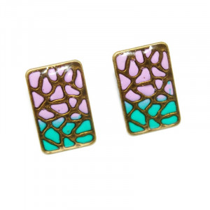 Cercei bronz "Animal print" - verde&mov