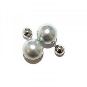 cercei double pearl gri argintiu koketa bijuterii