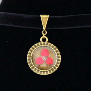 Colier "Choker floricica rosie"