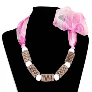 Colier esarfa magenta