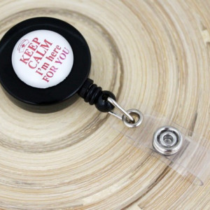 Accesoriu ecuson cu mesajul "Keep calm, I'm here for you"