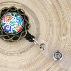 Accesoriu ecuson floricica bronz, personalizat cu mandala traditionala