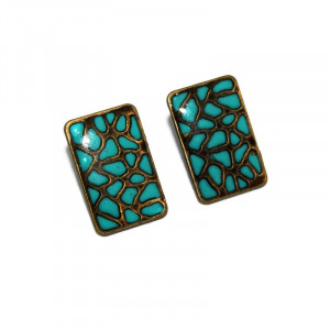 Cercei bronz "Animal print" - turcoaz