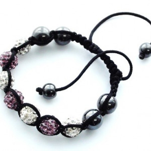 Bratara Shamballa roz - argintiu