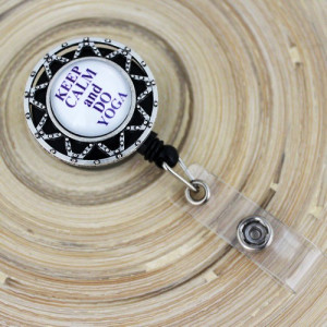Accesoriu ecuson - "Keep calm and do yoga" - stea argintie