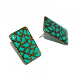 Cercei bronz "Animal print" - verde