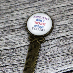 Semn de carte rigra bronz, cu mesaj personalizat - " Dreams"