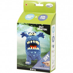 Kit monstru albastru - din plastilina Foam Clay si Silk Clay