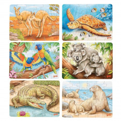 Set 6 puzzle-uri lemn Goki - Animale din Australia
