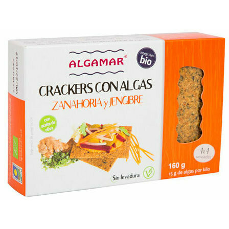 Crackers cu morcovi, ghimbir si alge marine bio 160g Algamar