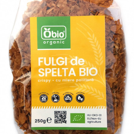 Fulgi de spelta crispy cu miere bio 250g OBIO
