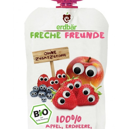 PIURE DE MERE, CAPSUNI, AFINE SI ZMEURA BIO 100G Erdbar