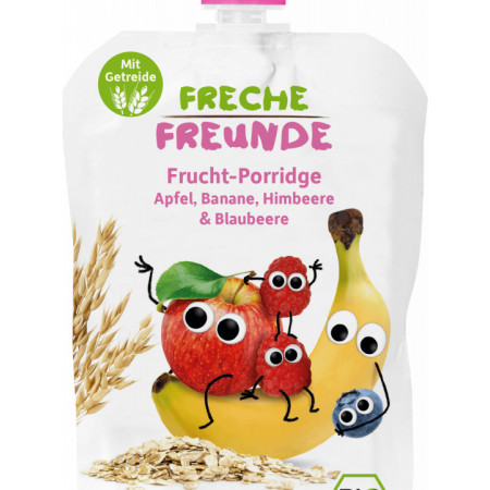Porridge de ovaz cu mere, banane, zmeura si afine eco 100g Erdbar