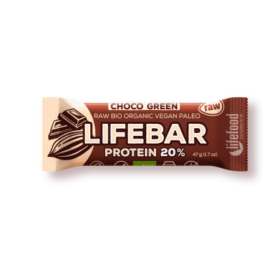 Lifebar plus baton cu ciocolata si proteine raw eco 47g