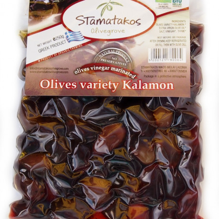 Masline Kalamata vidate marinate in otet bio 250g Stamatakos