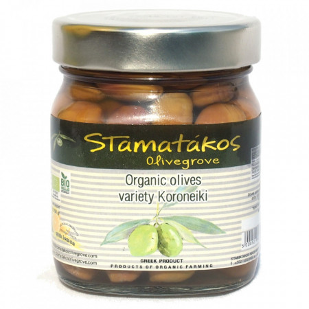Masline verzi Athinolia cu cimbru si lamaie, bio, 290g, Stamatakos Olivegrove
