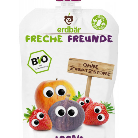 Piure de mere, capsuni si smochine bio 100g Erdbar
