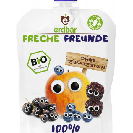 Piure de mere, afine, coacaze si mure bio 100g Erdbar