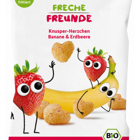 Gustare crocanta cu banane si capsuni bio 30g Erdbar