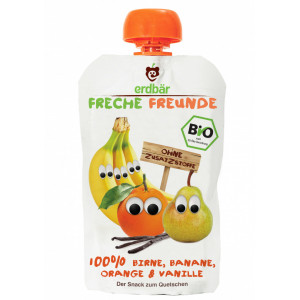 PIURE DE PERE, BANANE, PORTOCALE SI VANILIE BIO 100G