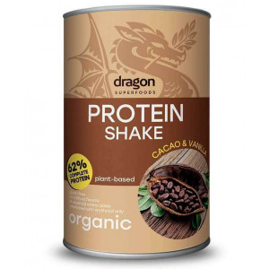 Shake proteic cacao si vanilie bio 500g Dragon Superfoods - 62% proteine