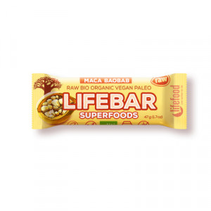 Lifebar plus baton cu fructe maca si baobab raw eco 47g