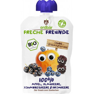 Piure de mere, afine, coacaze si mure bio 100g